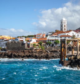 Tenerife coast line with a wavy water